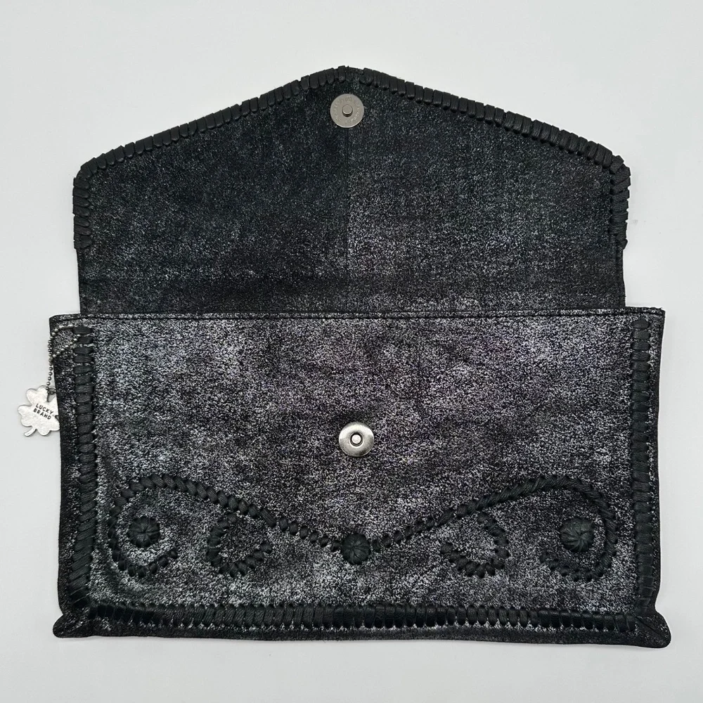 Lucky Brand Clutch Silverlake Shimmer Cowhide Finish Envelope Style